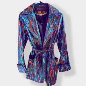 Hand Painted Customed Leather Trench Coat